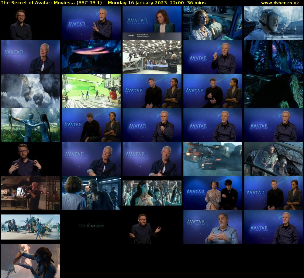 The Secret of Avatar: Movies... (BBC RB 1) Monday 16 January 2023 22:00 - 22:36