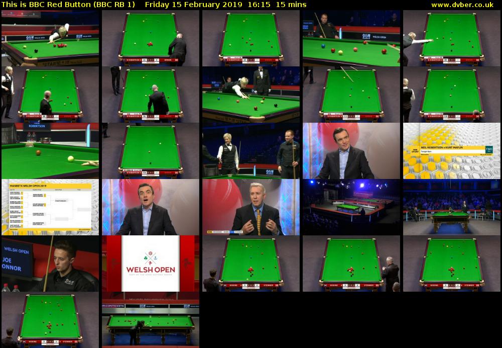 This is BBC Red Button (BBC RB 1) Friday 15 February 2019 16:15 - 16:30