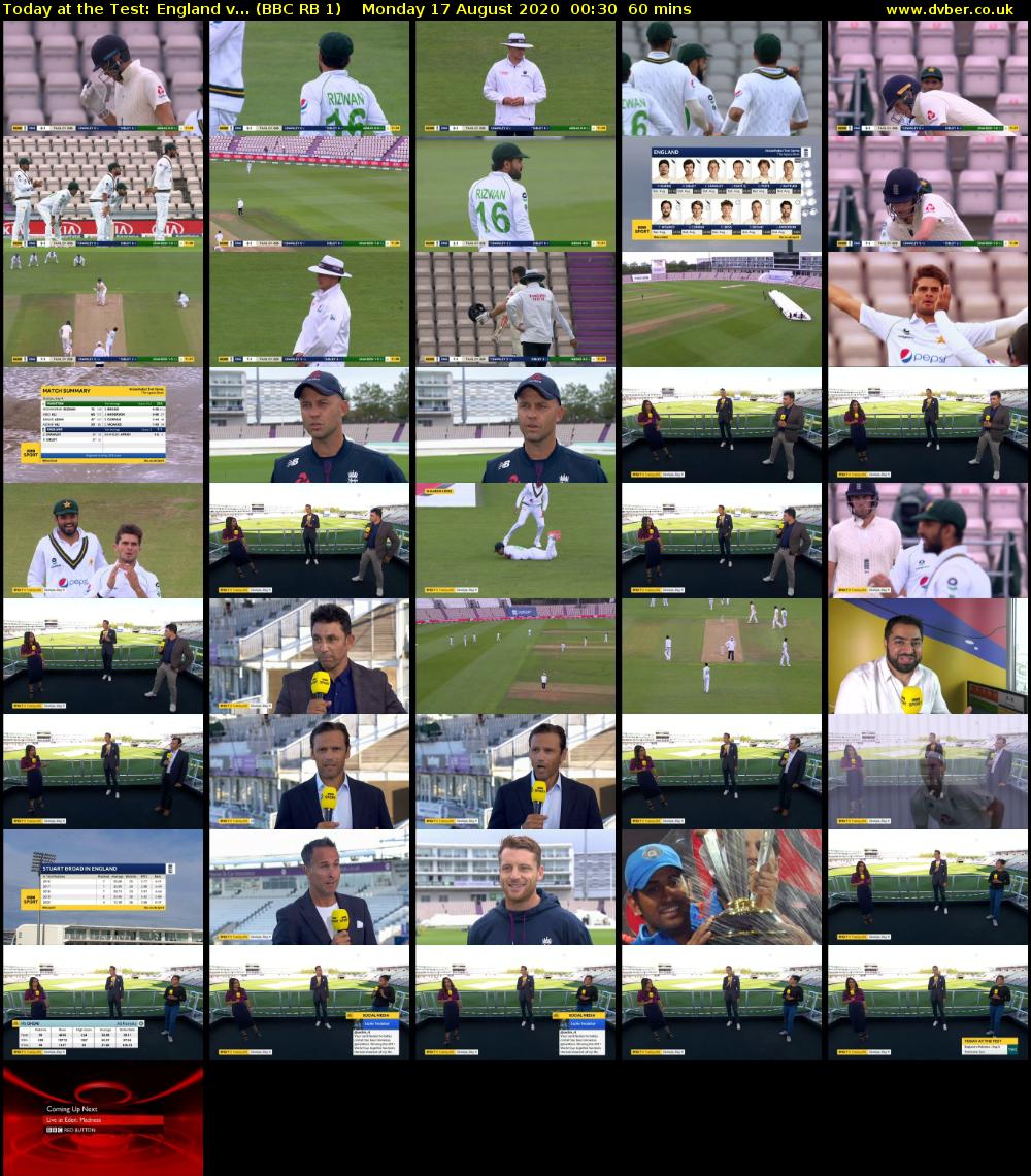 Today at the Test: England v... (BBC RB 1) Monday 17 August 2020 00:30 - 01:30