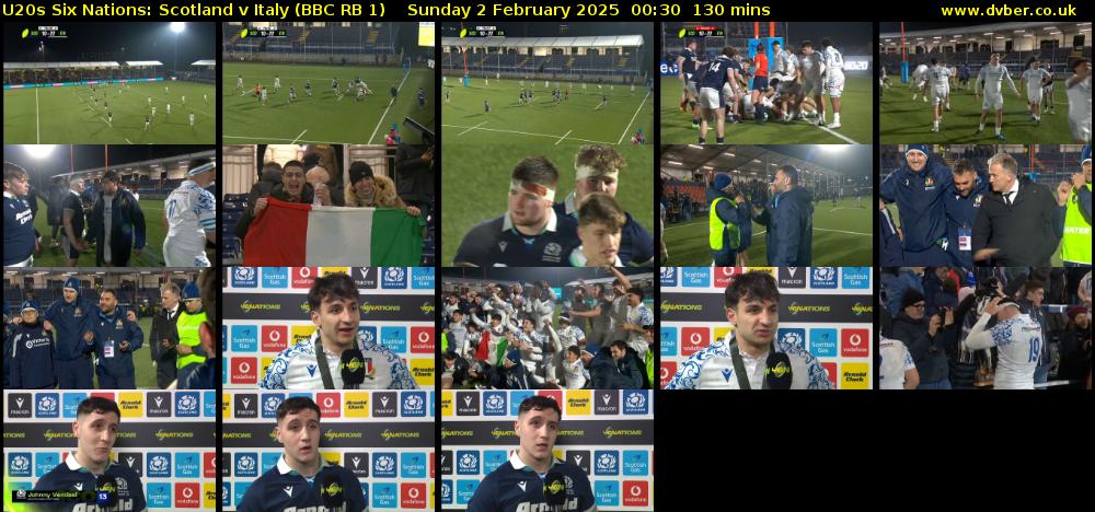 U20s Six Nations: Scotland v Italy (BBC RB 1) Sunday 2 February 2025 00:30 - 02:40