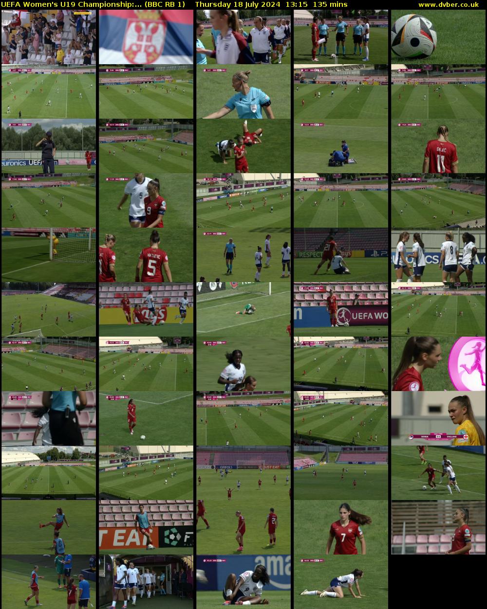 UEFA Women's U19 Championship:... (BBC RB 1) Thursday 18 July 2024 13:15 - 15:30