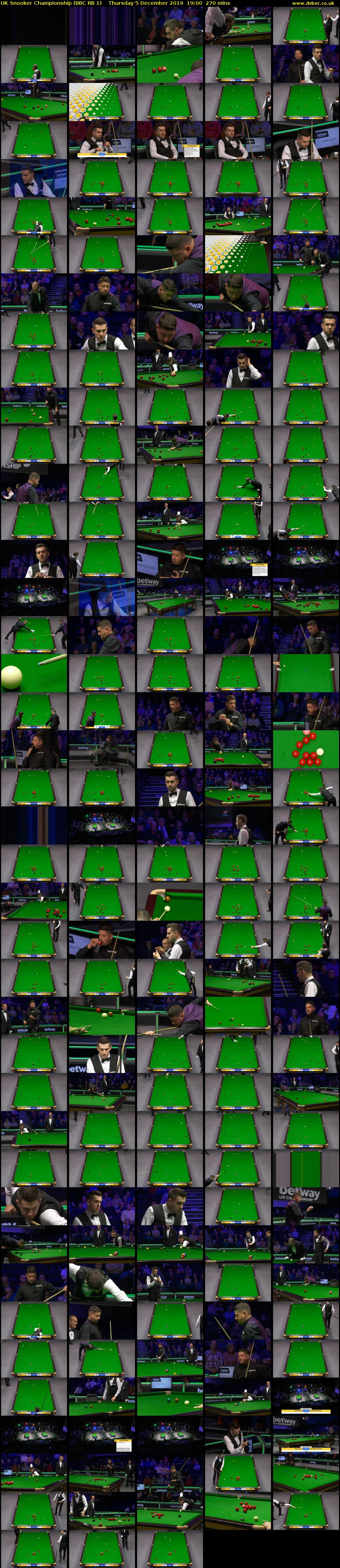UK Snooker Championship (BBC RB 1) Thursday 5 December 2019 19:00 - 23:30