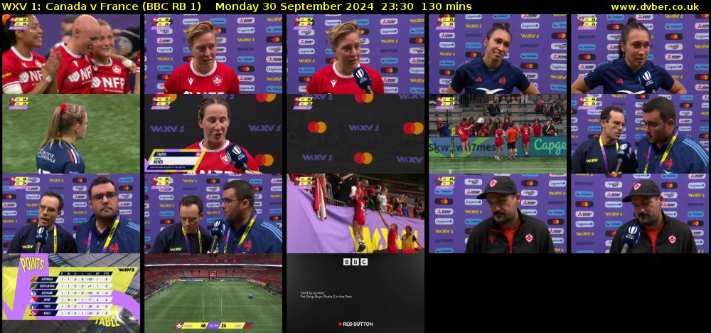 WXV 1: Canada v France (BBC RB 1) Monday 30 September 2024 23:30 - 01:40
