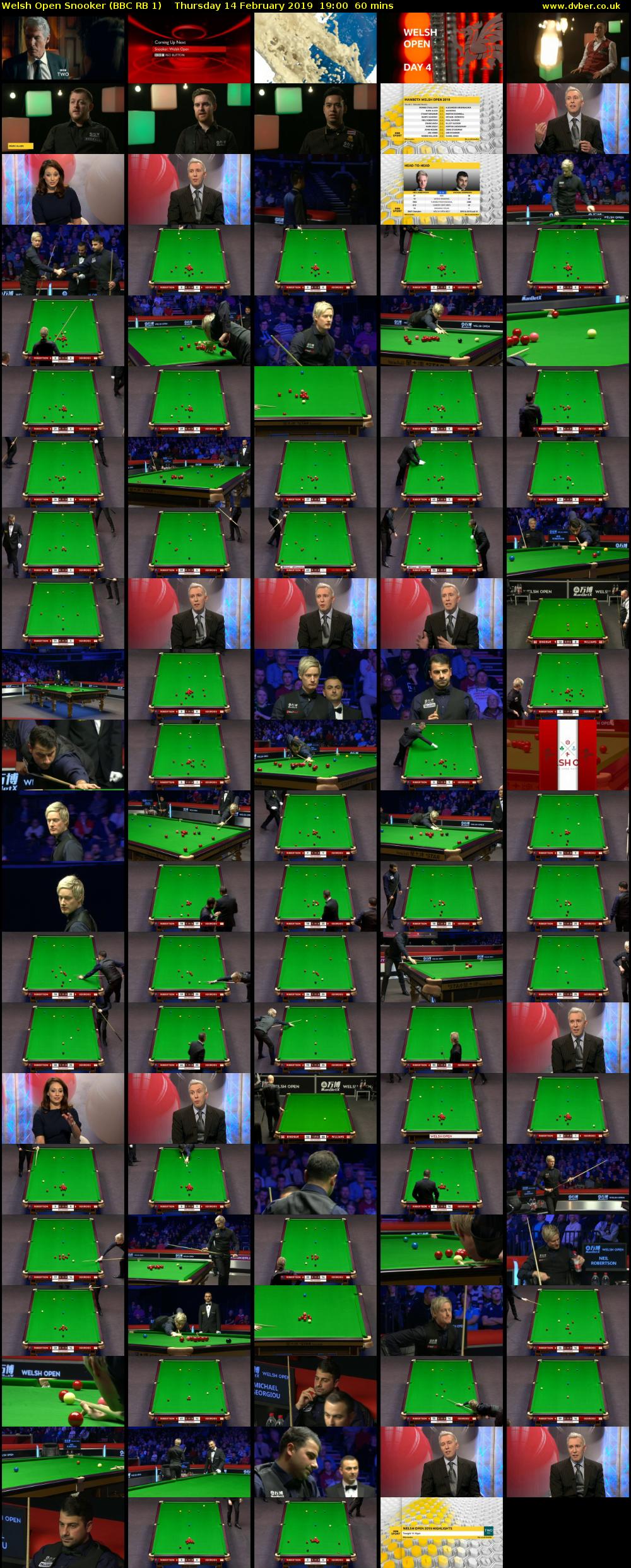 Welsh Open Snooker (BBC RB 1) Thursday 14 February 2019 19:00 - 20:00