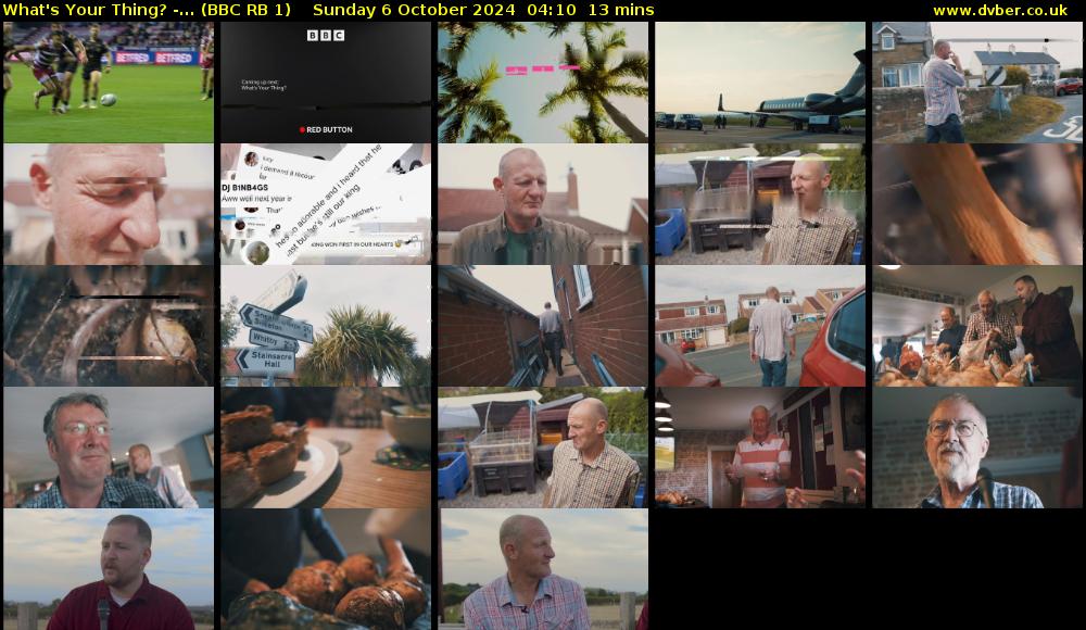 What's Your Thing? -... (BBC RB 1) Sunday 6 October 2024 04:10 - 04:23