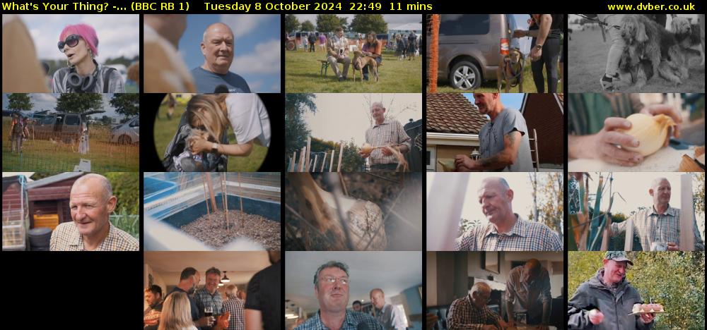 What's Your Thing? -... (BBC RB 1) Tuesday 8 October 2024 22:49 - 23:00
