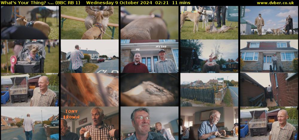 What's Your Thing? -... (BBC RB 1) Wednesday 9 October 2024 02:21 - 02:32