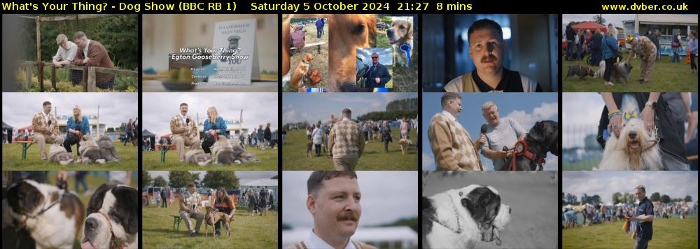 What's Your Thing? - Dog Show (BBC RB 1) Saturday 5 October 2024 21:27 - 21:35