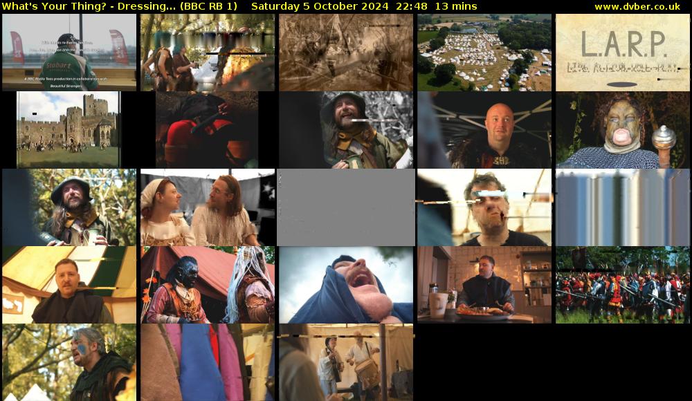 What's Your Thing? - Dressing... (BBC RB 1) Saturday 5 October 2024 22:48 - 23:01