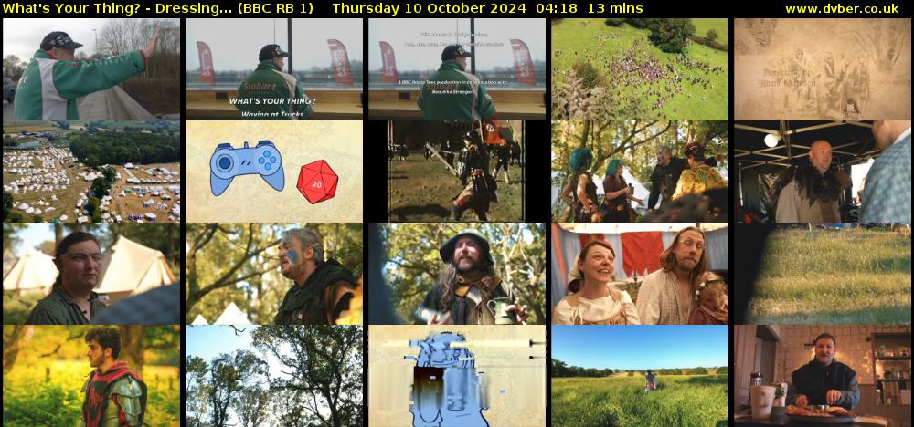 What's Your Thing? - Dressing... (BBC RB 1) Thursday 10 October 2024 04:18 - 04:31