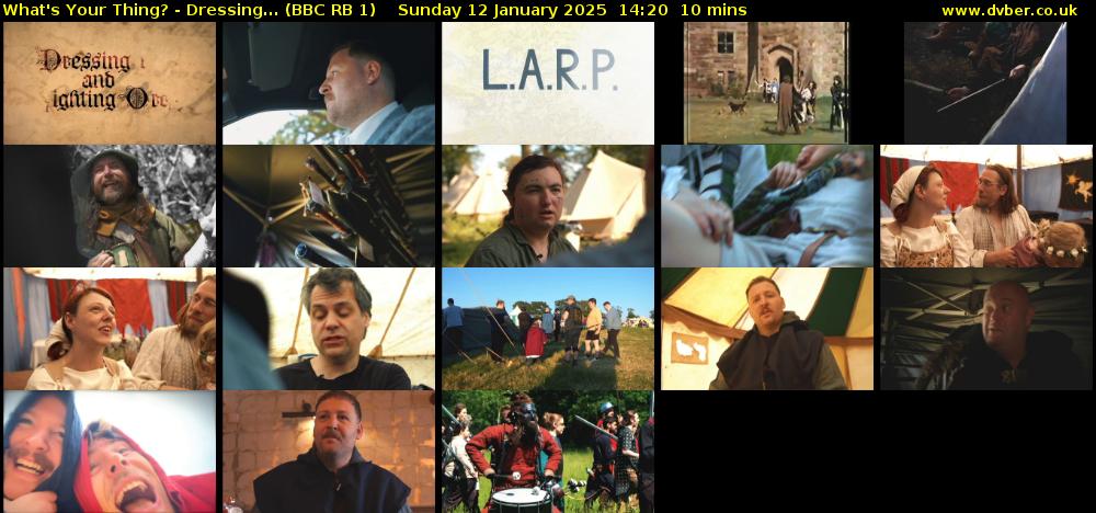 What's Your Thing? - Dressing... (BBC RB 1) Sunday 12 January 2025 14:20 - 14:30