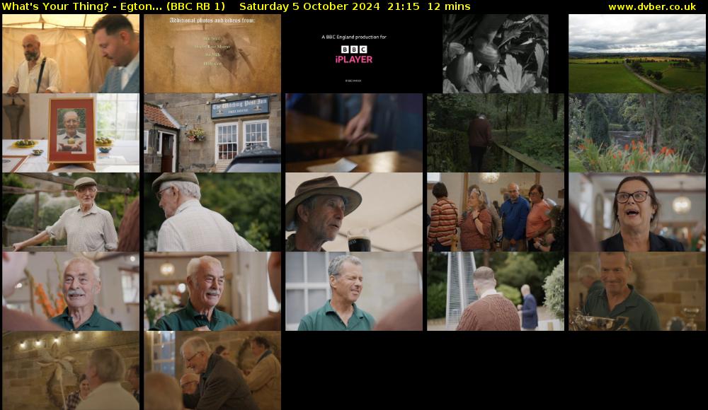 What's Your Thing? - Egton... (BBC RB 1) Saturday 5 October 2024 21:15 - 21:27