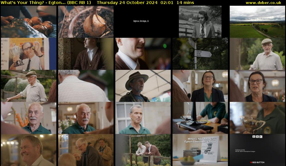 What's Your Thing? - Egton... (BBC RB 1) Thursday 24 October 2024 02:01 - 02:15