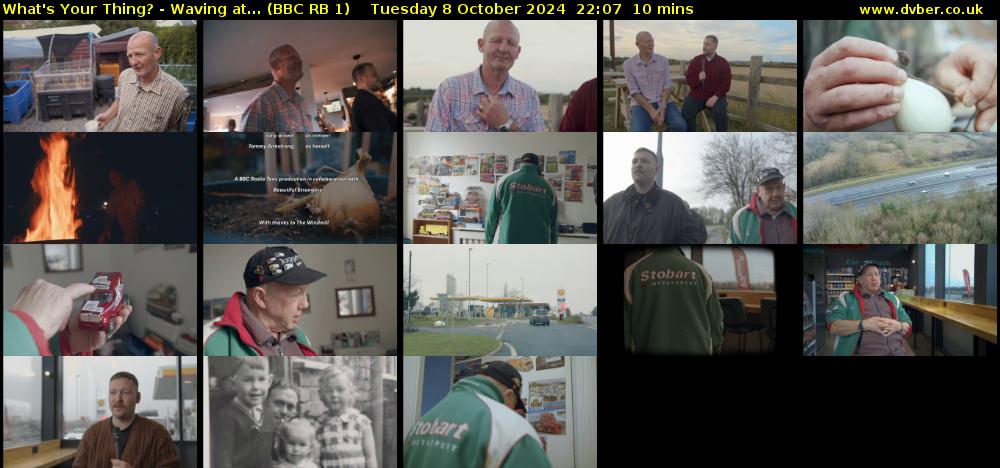 What's Your Thing? - Waving at... (BBC RB 1) Tuesday 8 October 2024 22:07 - 22:17