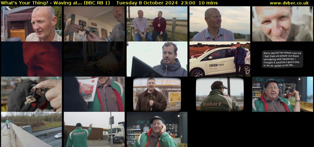 What's Your Thing? - Waving at... (BBC RB 1) Tuesday 8 October 2024 23:00 - 23:10