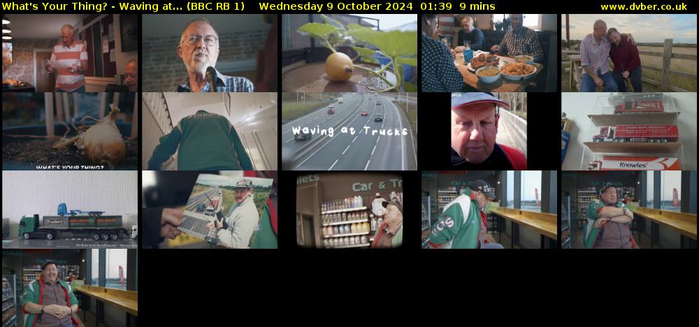 What's Your Thing? - Waving at... (BBC RB 1) Wednesday 9 October 2024 01:39 - 01:48
