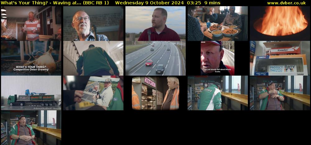 What's Your Thing? - Waving at... (BBC RB 1) Wednesday 9 October 2024 03:25 - 03:34