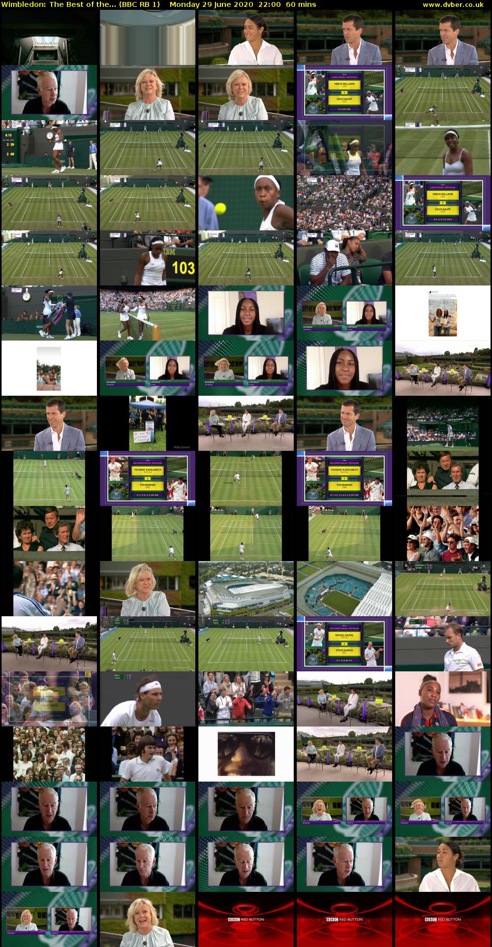 Wimbledon: The Best of the... (BBC RB 1) Monday 29 June 2020 22:00 - 23:00