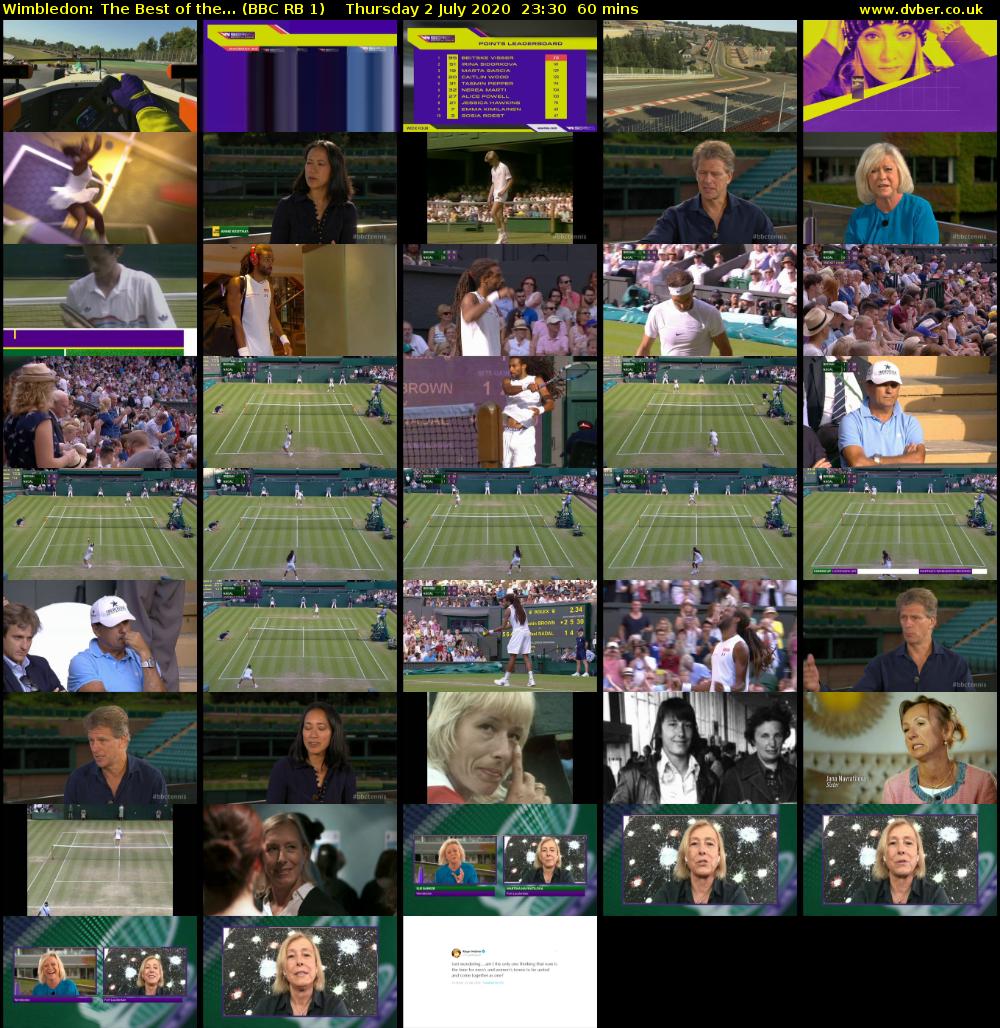 Wimbledon: The Best of the... (BBC RB 1) Thursday 2 July 2020 23:30 - 00:30