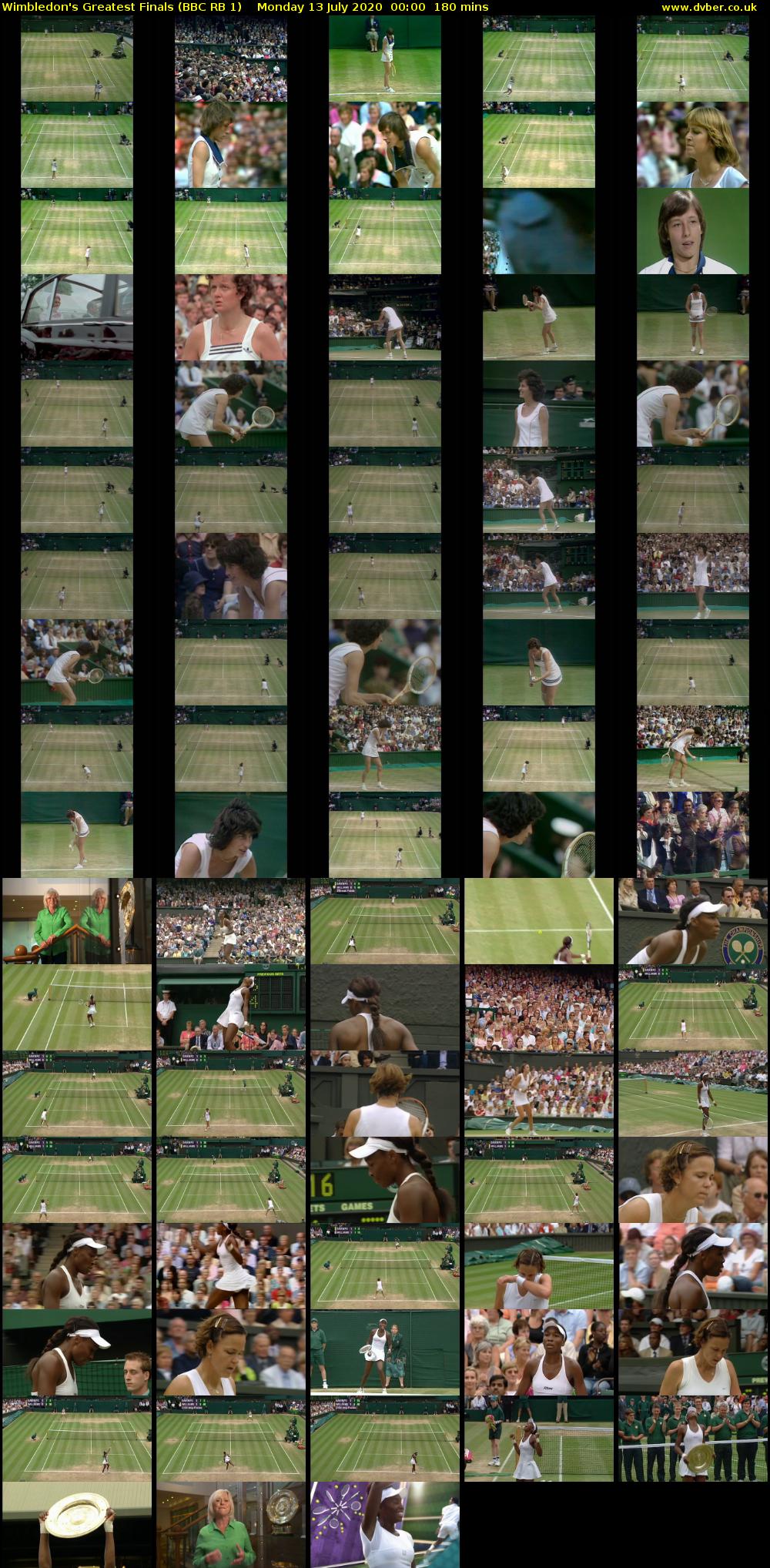 Wimbledon's Greatest Finals (BBC RB 1) Monday 13 July 2020 00:00 - 03:00