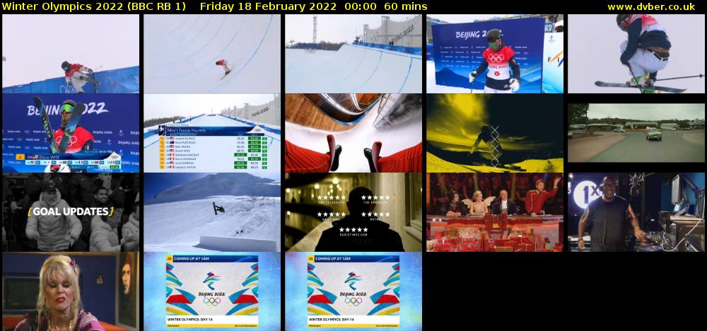 Winter Olympics 2022 (BBC RB 1) Friday 18 February 2022 00:00 - 01:00