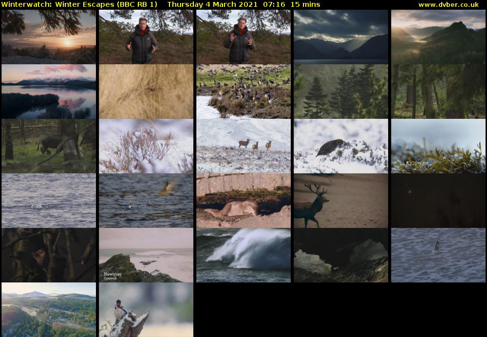 Winterwatch: Winter Escapes (BBC RB 1) Thursday 4 March 2021 07:16 - 07:31