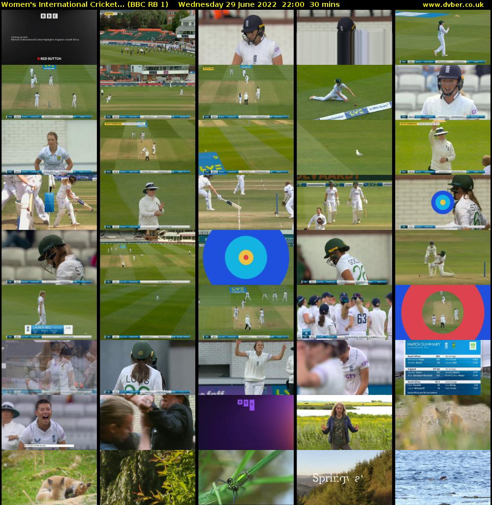 Women's International Cricket... (BBC RB 1) Wednesday 29 June 2022 22:00 - 22:30