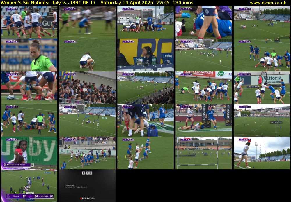 Women's Six Nations: Italy v... (BBC RB 1) Saturday 19 April 2025 22:45 - 00:55