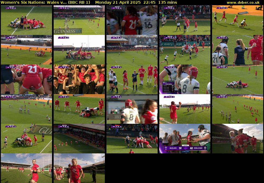 Women's Six Nations: Wales v... (BBC RB 1) Monday 21 April 2025 22:45 - 01:00