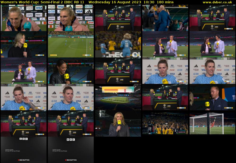 Women's World Cup: Semi-Final 2 (BBC RB 1) Wednesday 16 August 2023 10:30 - 13:30