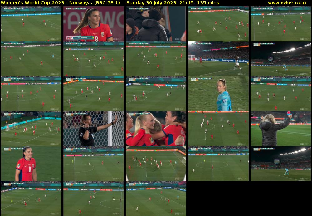 Women's World Cup 2023 - Norway... (BBC RB 1) Sunday 30 July 2023 21:45 - 00:00