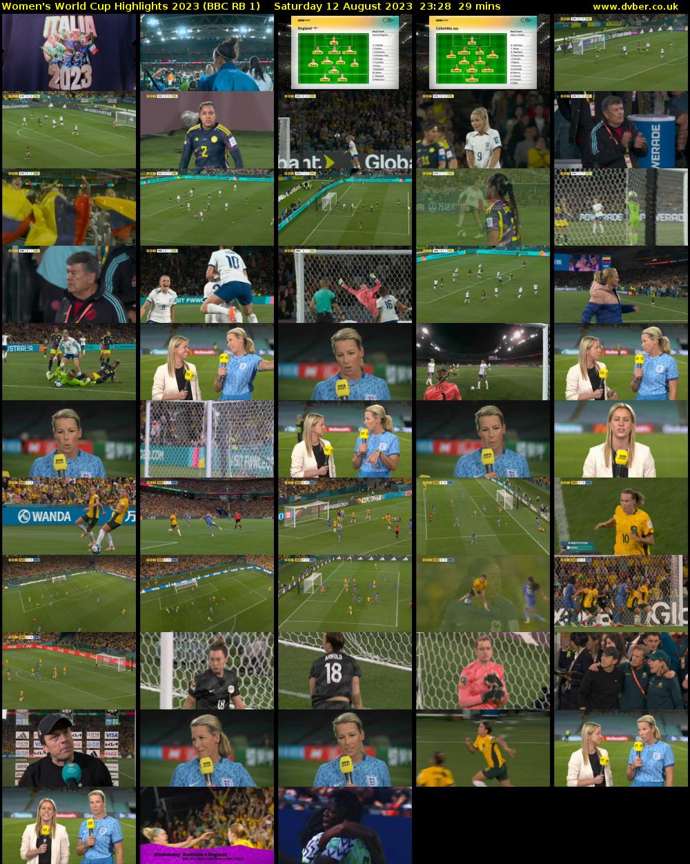 Women's World Cup Highlights 2023 (BBC RB 1) Saturday 12 August 2023 23:28 - 23:57