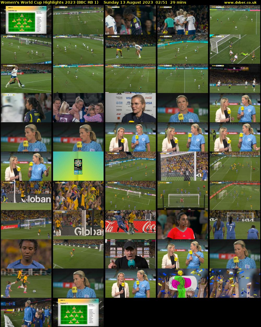 Women's World Cup Highlights 2023 (BBC RB 1) Sunday 13 August 2023 02:51 - 03:20