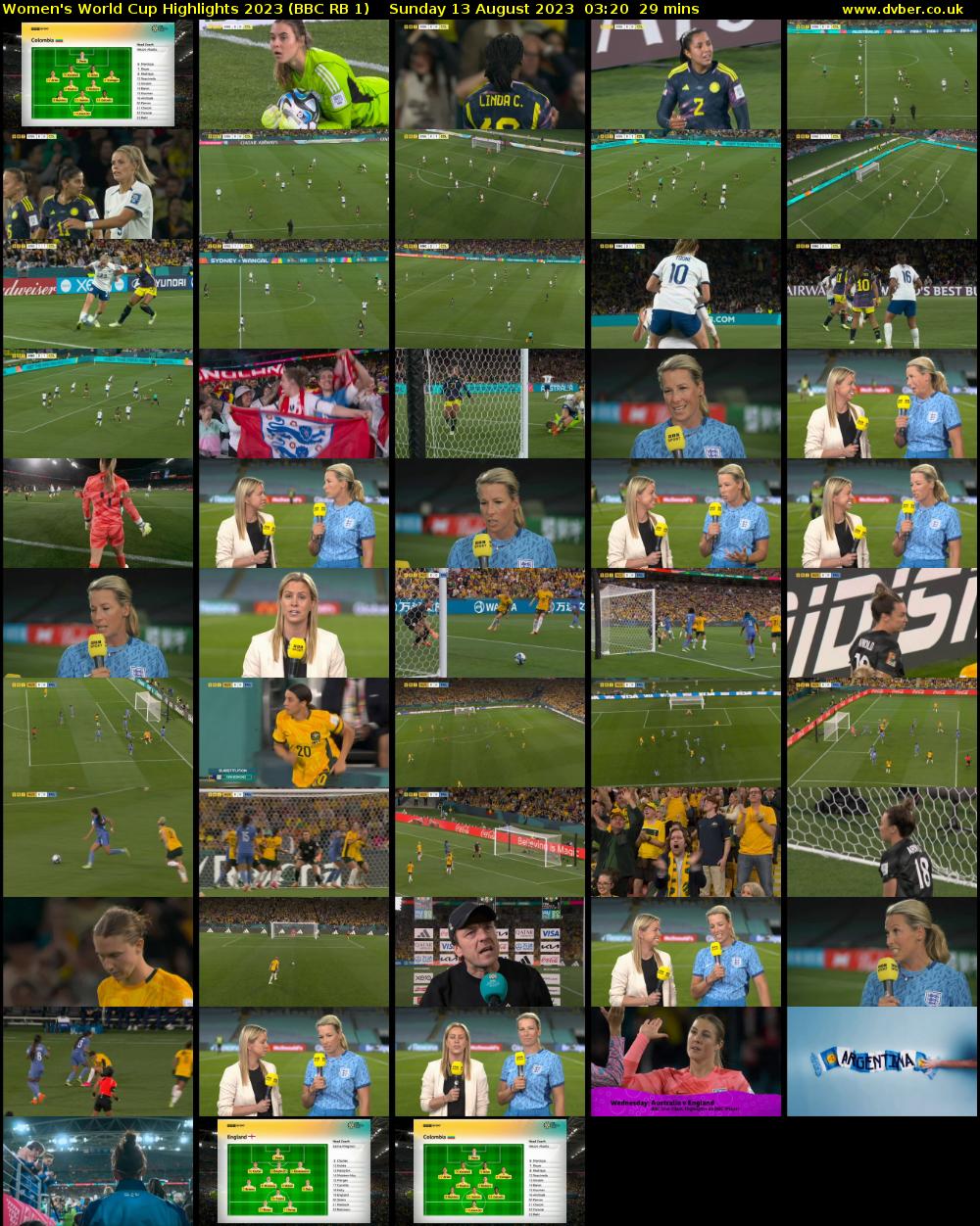 Women's World Cup Highlights 2023 (BBC RB 1) Sunday 13 August 2023 03:20 - 03:49