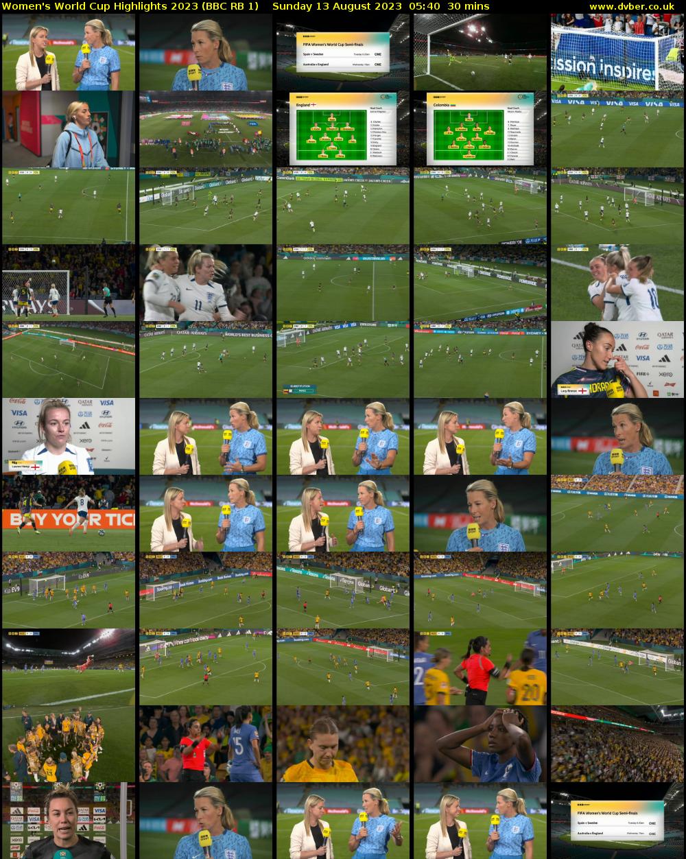 Women's World Cup Highlights 2023 (BBC RB 1) Sunday 13 August 2023 05:40 - 06:10