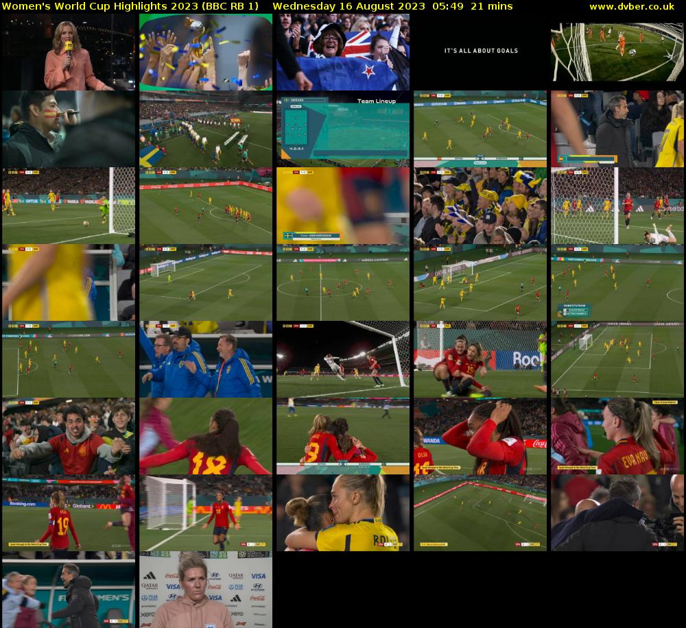 Women's World Cup Highlights 2023 (BBC RB 1) Wednesday 16 August 2023 05:49 - 06:10