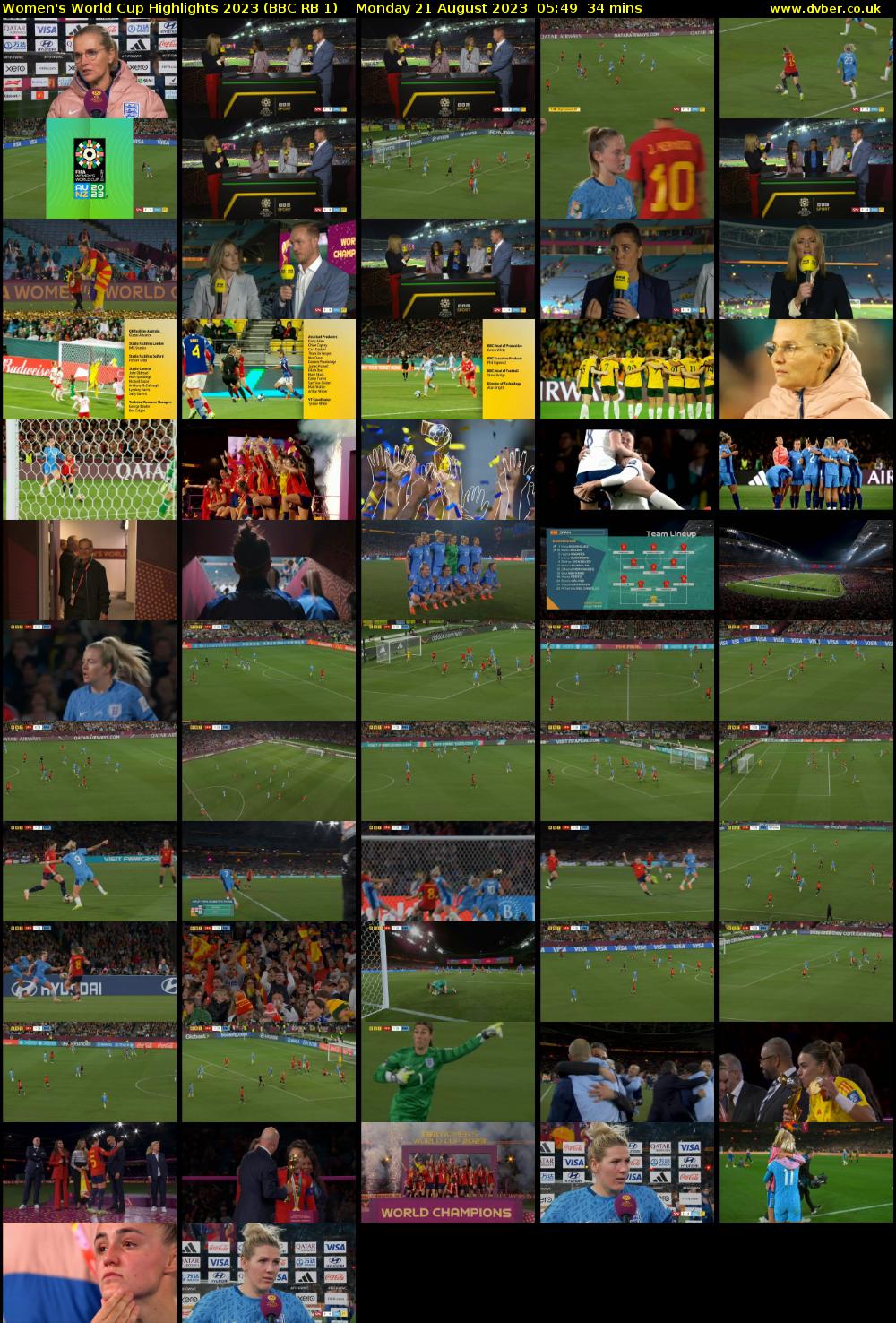 Women's World Cup Highlights 2023 (BBC RB 1) Monday 21 August 2023 05:49 - 06:23