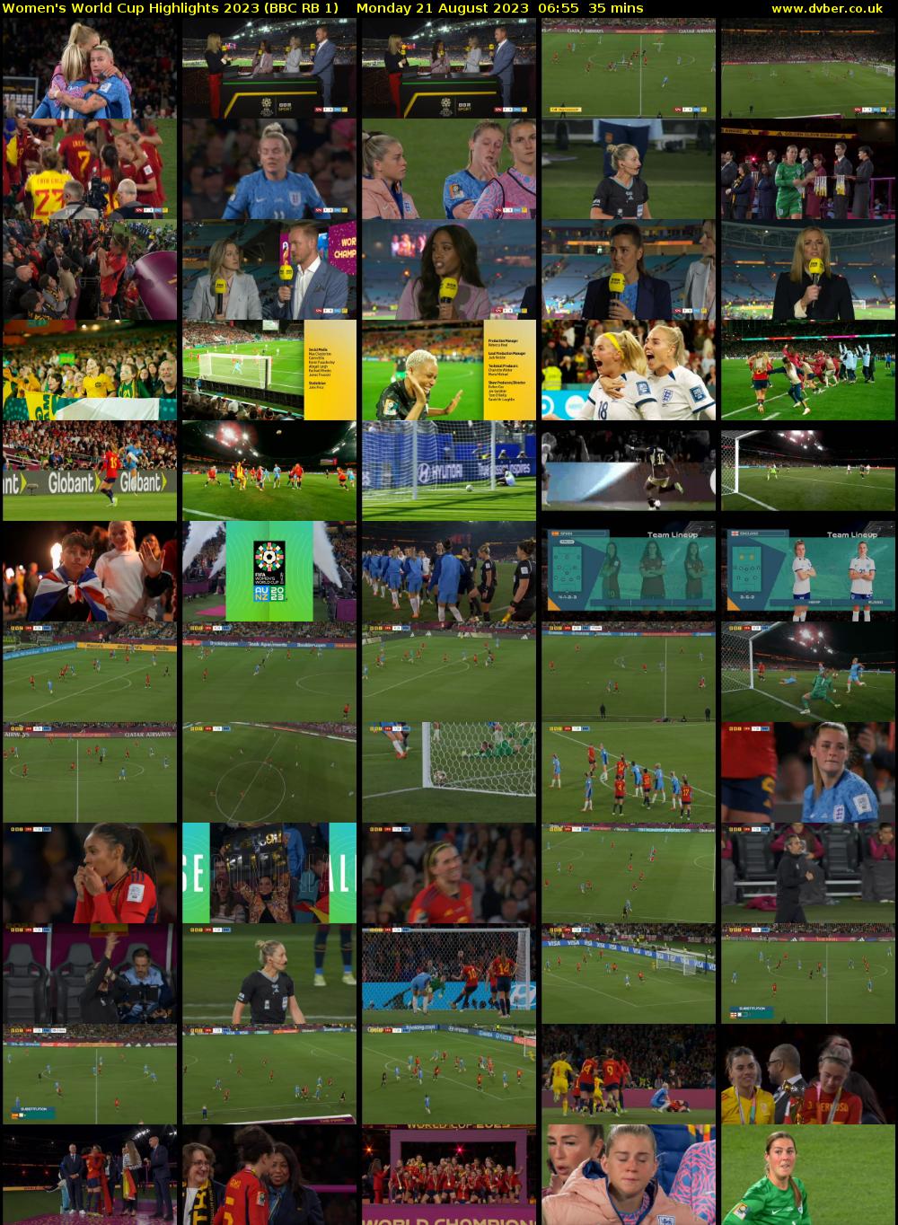Women's World Cup Highlights 2023 (BBC RB 1) Monday 21 August 2023 06:55 - 07:30
