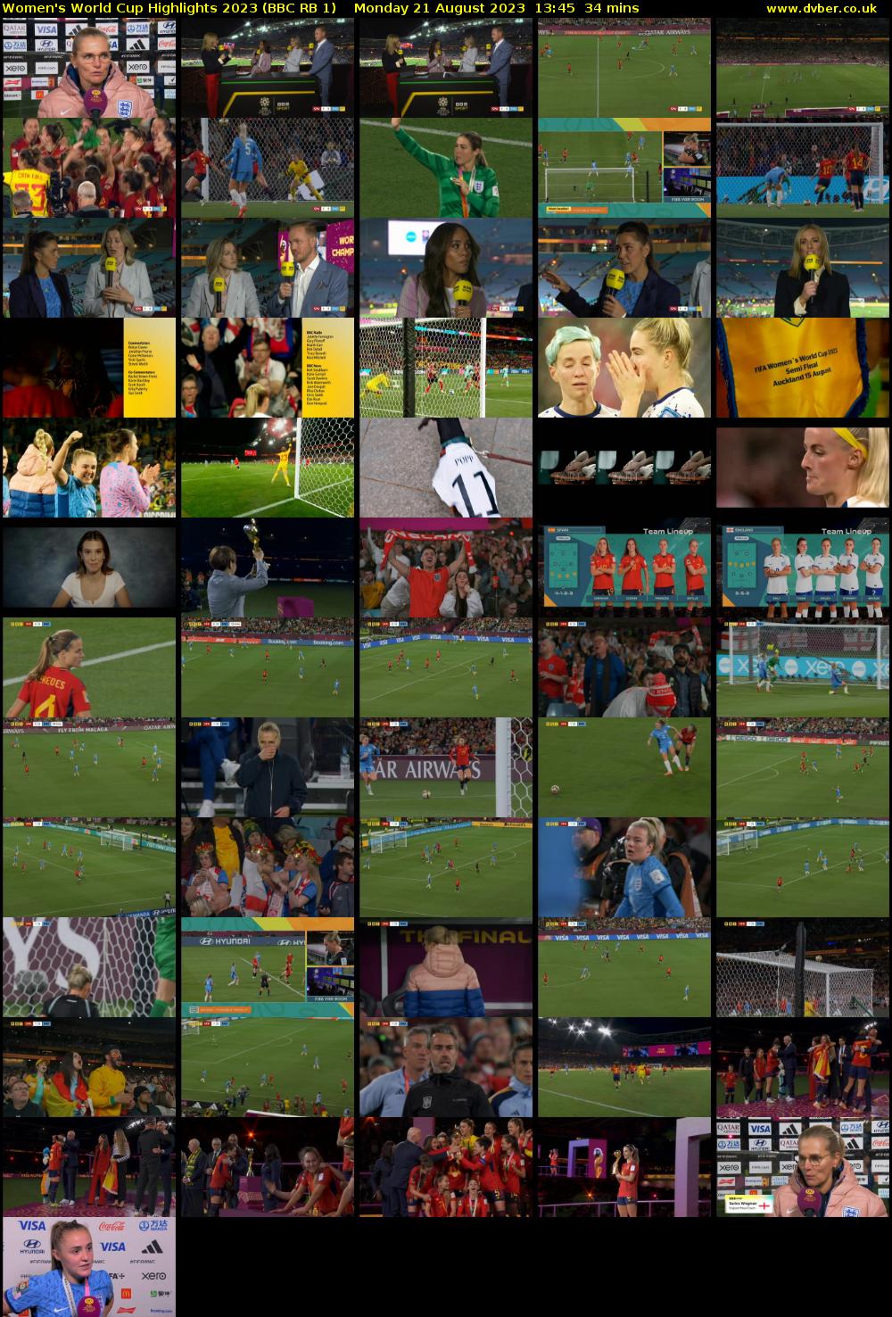 Women's World Cup Highlights 2023 (BBC RB 1) Monday 21 August 2023 13:45 - 14:19