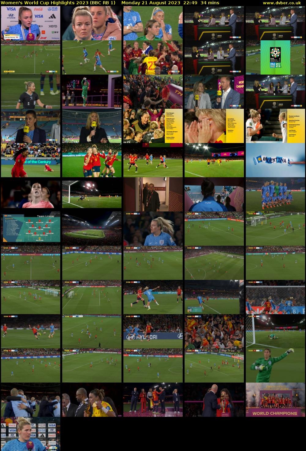 Women's World Cup Highlights 2023 (BBC RB 1) Monday 21 August 2023 22:49 - 23:23