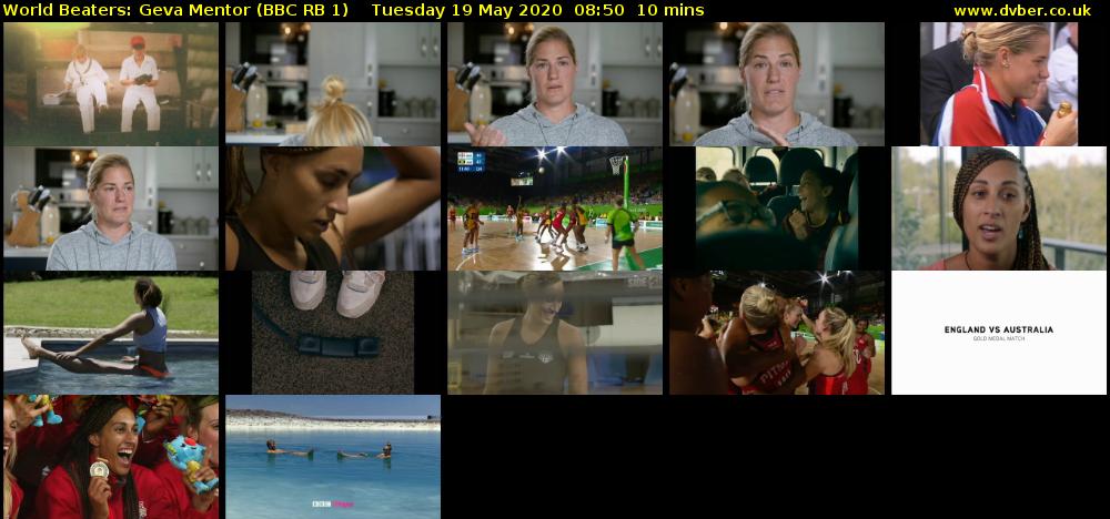 World Beaters: Geva Mentor (BBC RB 1) Tuesday 19 May 2020 08:50 - 09:00