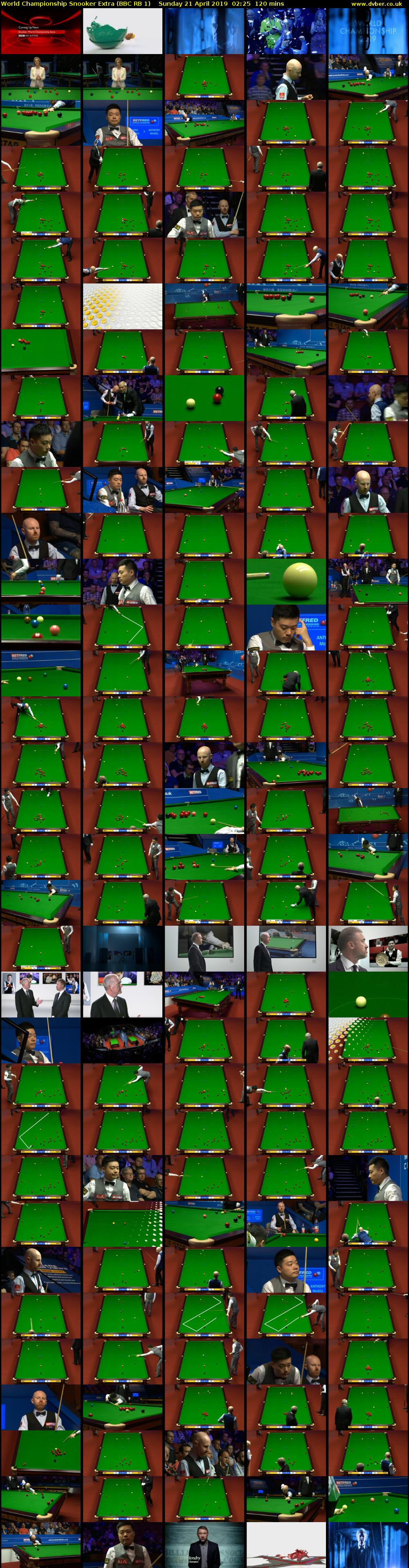 World Championship Snooker Extra (BBC RB 1) Sunday 21 April 2019 02:25 - 04:25