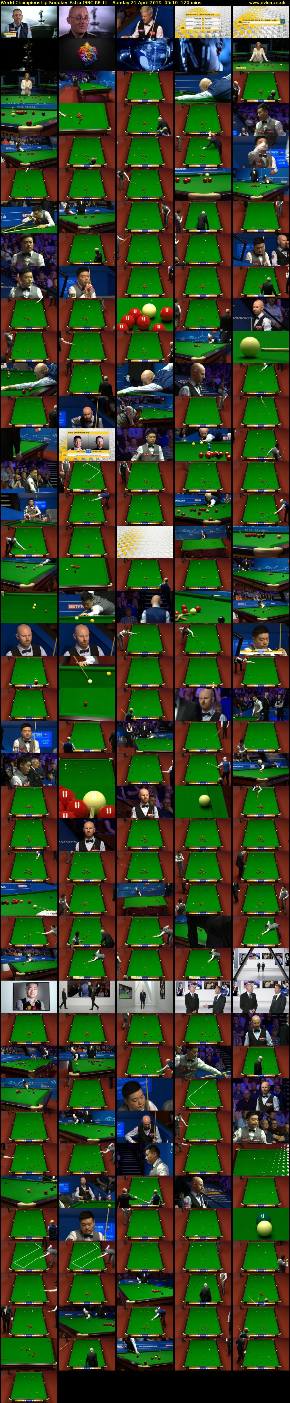 World Championship Snooker Extra (BBC RB 1) Sunday 21 April 2019 05:10 - 07:10