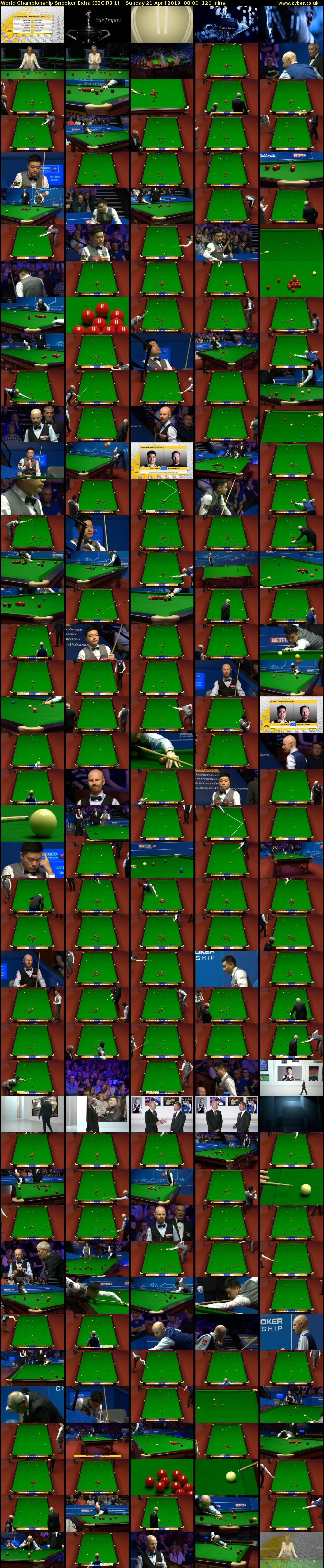World Championship Snooker Extra (BBC RB 1) Sunday 21 April 2019 08:00 - 10:00