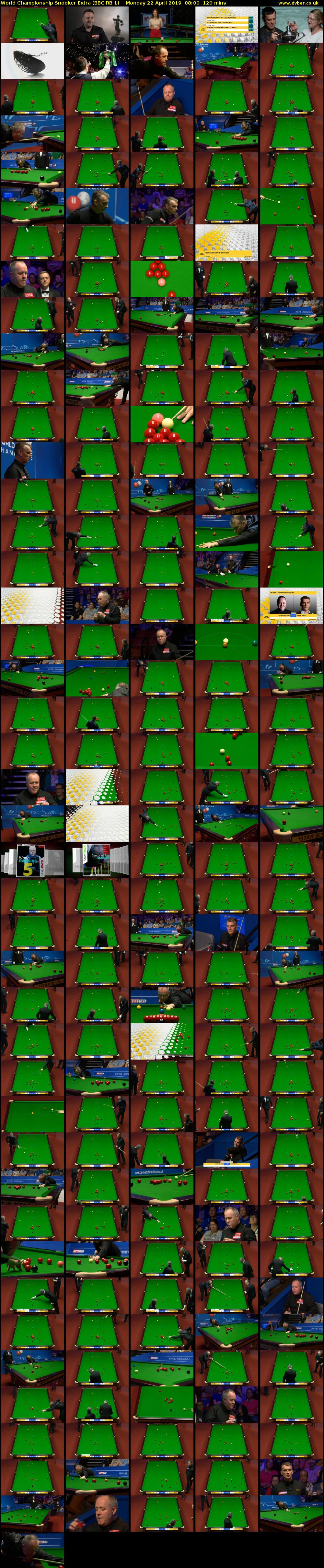 World Championship Snooker Extra (BBC RB 1) Monday 22 April 2019 08:00 - 10:00