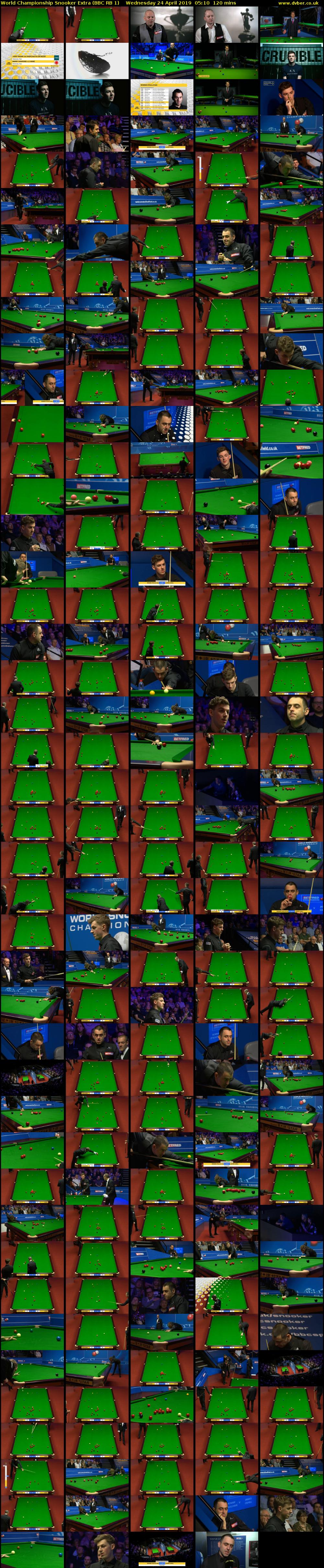 World Championship Snooker Extra (BBC RB 1) Wednesday 24 April 2019 05:10 - 07:10