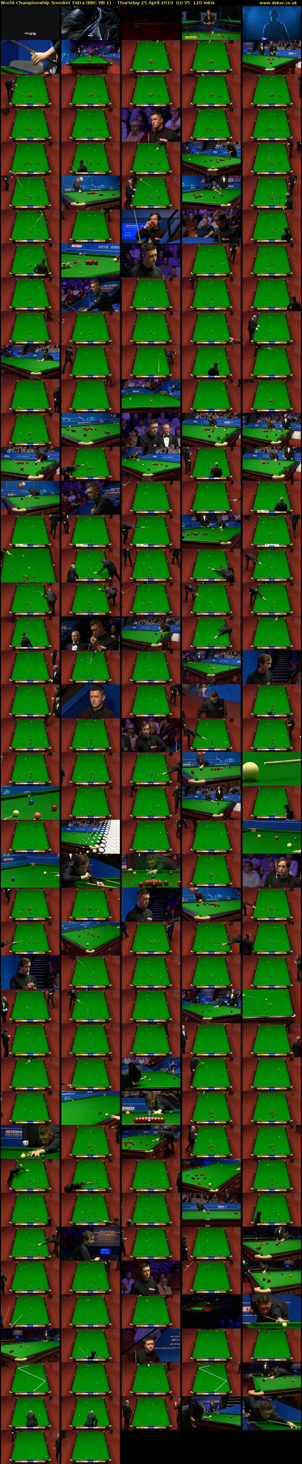 World Championship Snooker Extra (BBC RB 1) Thursday 25 April 2019 02:35 - 04:35