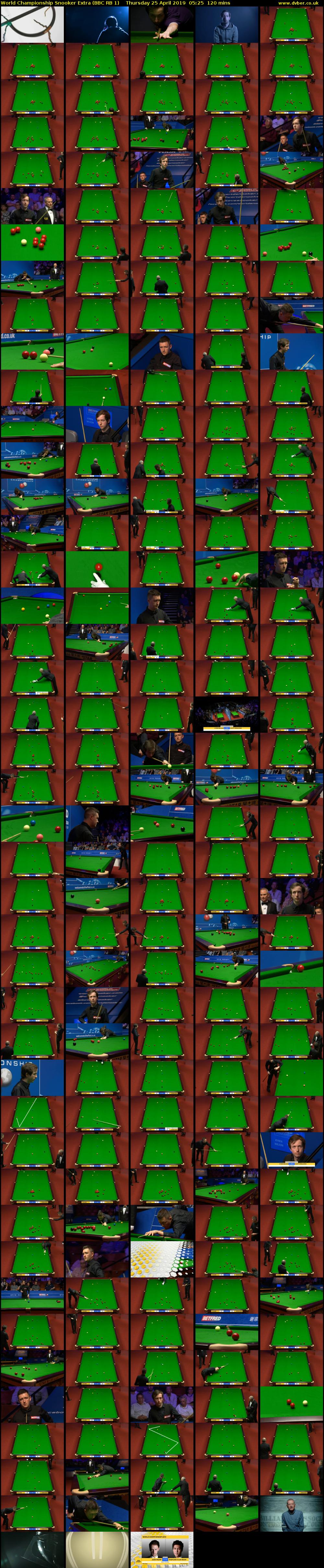 World Championship Snooker Extra (BBC RB 1) Thursday 25 April 2019 05:25 - 07:25