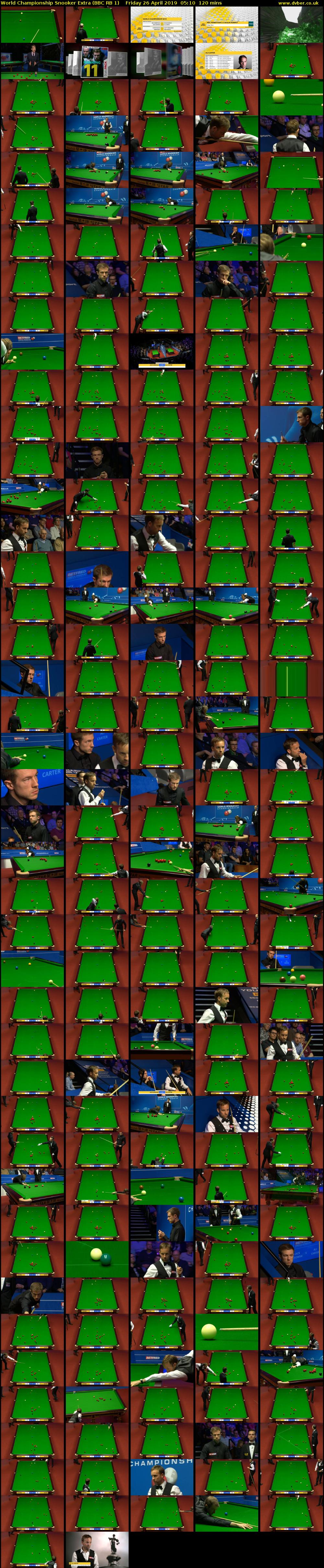 World Championship Snooker Extra (BBC RB 1) Friday 26 April 2019 05:10 - 07:10