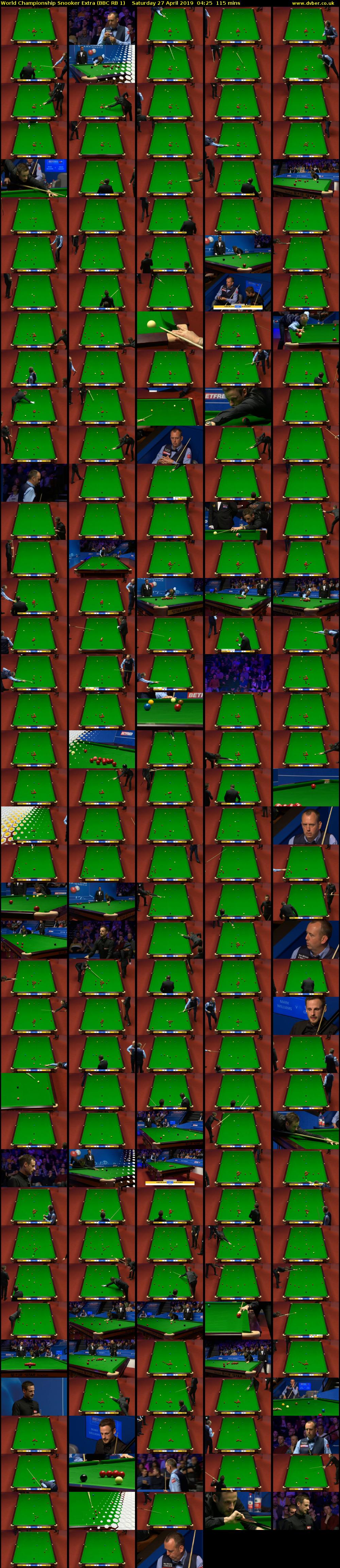 World Championship Snooker Extra (BBC RB 1) Saturday 27 April 2019 04:25 - 06:20